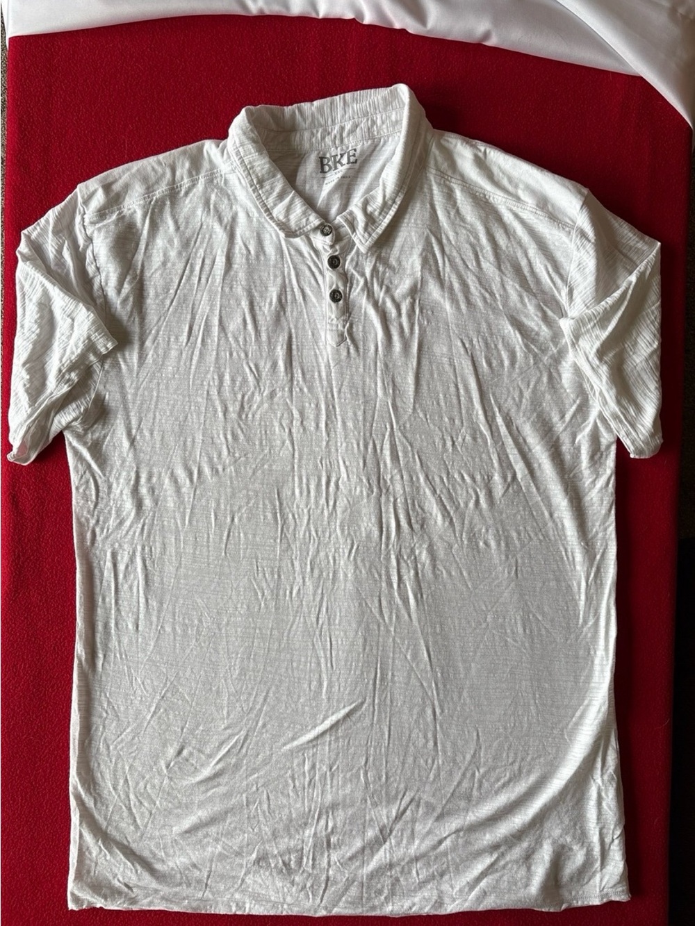 BKE White Short-Sleeve Henley Polo Shirt